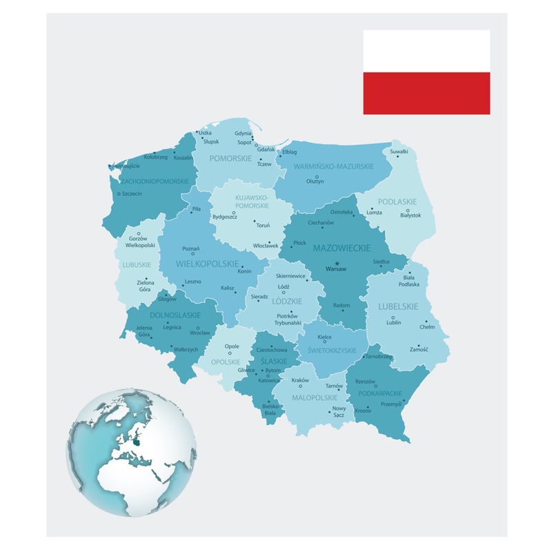 Maps of Europe: Poland Mural        –   Removable Wall   Adhesive Decal