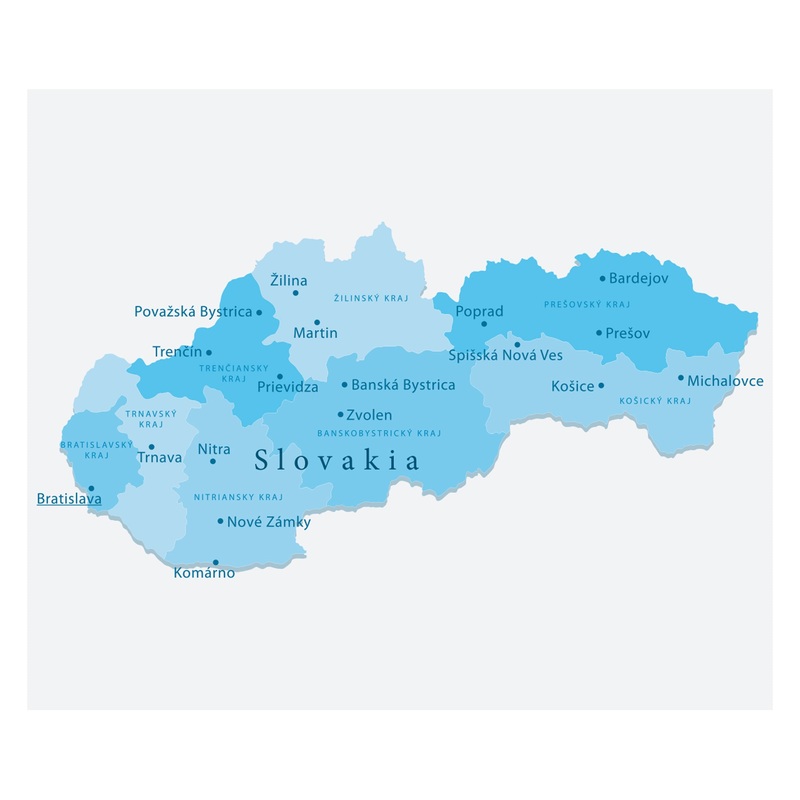 Maps of Europe: Slovakia Mural        –   Removable Wall   Adhesive Decal