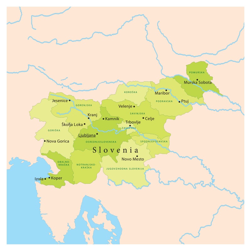 Maps of Europe: Slovenia Mural        –   Removable Wall   Adhesive Decal