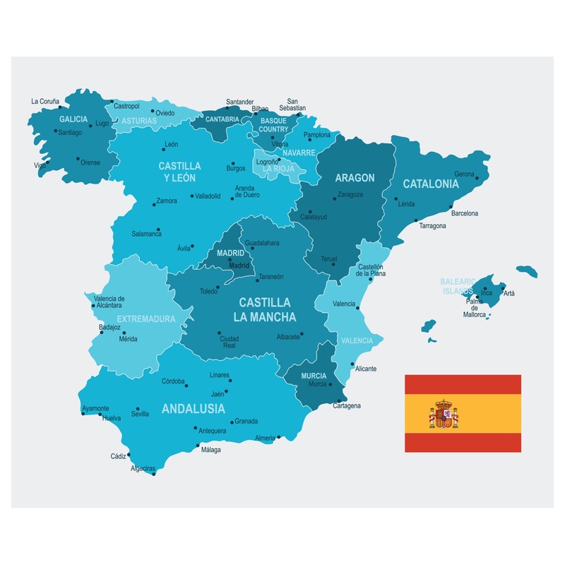 Maps of Europe: Spain Mural        –   Removable Wall   Adhesive Decal
