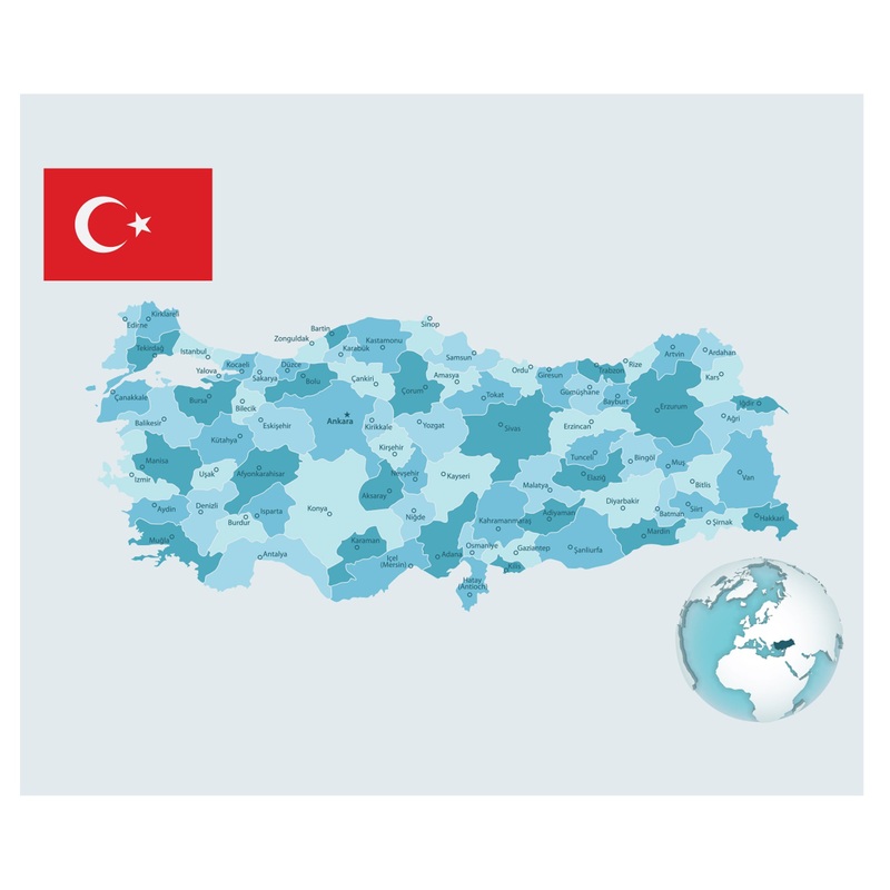 Maps of Europe: Turkey Mural        –   Removable Wall   Adhesive Decal