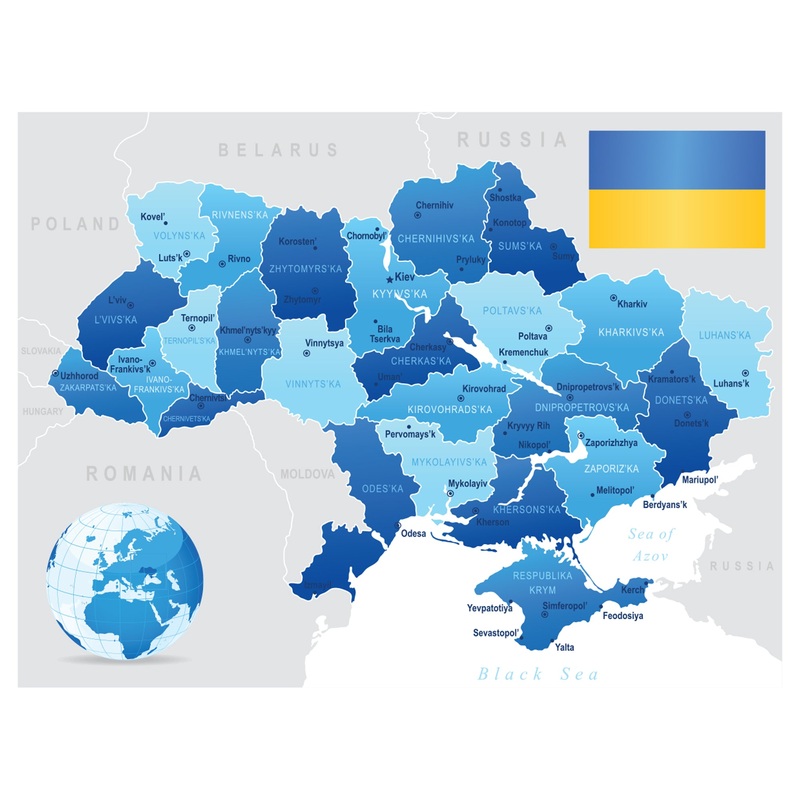 Maps of Europe: Ukraine Mural        –   Removable Wall   Adhesive Decal
