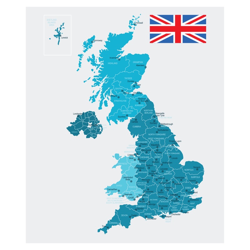 Maps of Europe: United Kingdom Mural        –   Removable Wall   Adhesive Decal
