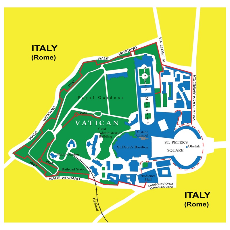 Maps of Europe: Vatican Mural        –   Removable Wall   Adhesive Decal