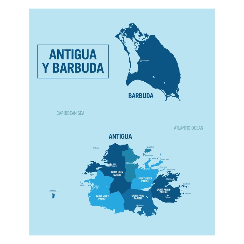 Maps of North America: Antigua and Barbuda Mural        –   Removable Wall   Adhesive Decal