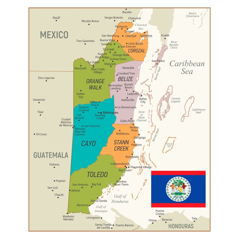 Maps of North America: Belize Mural        –   Removable Wall   Adhesive Decal