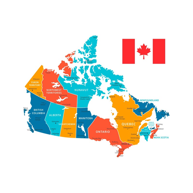 Maps of North America: Canada Mural        –   Removable Wall   Adhesive Decal