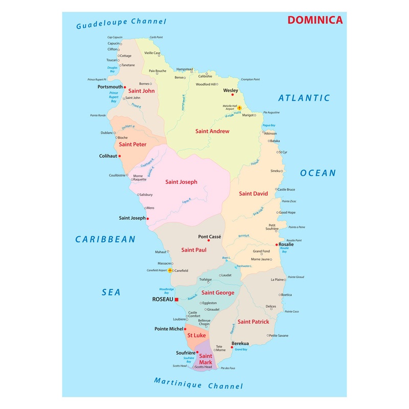 Maps of North America: Dominica Mural        –   Removable Wall   Adhesive Decal
