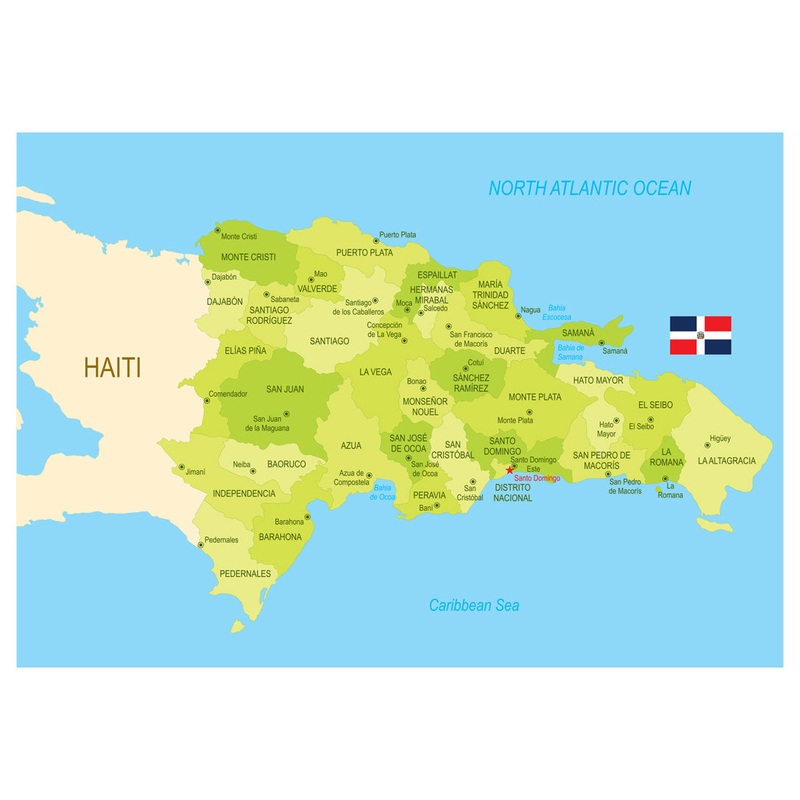 Maps of North America: Dominican Republic Mural        –   Removable Wall   Adhesive Decal