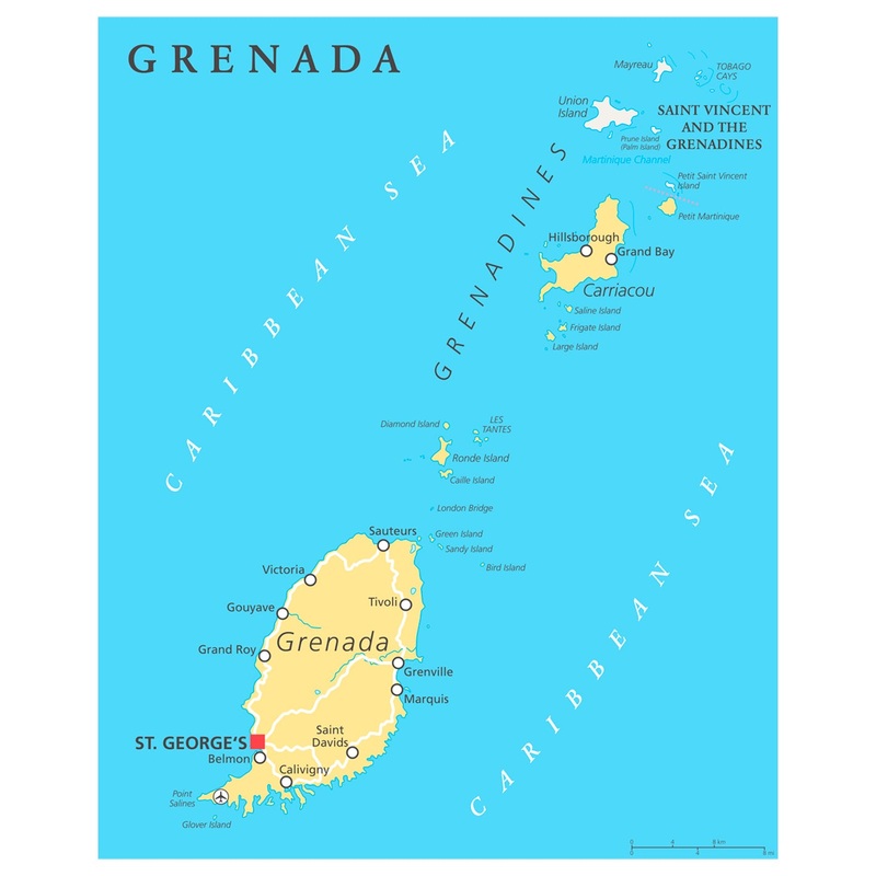 Maps of North America: Grenada Mural        –   Removable Wall   Adhesive Decal