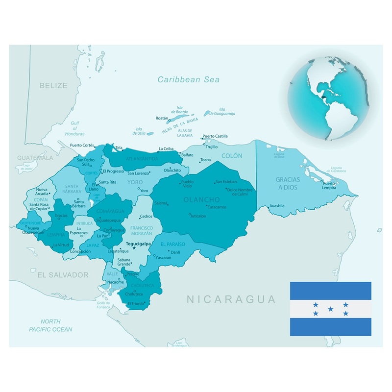 Maps of North America: Honduras Mural        –   Removable Wall   Adhesive Decal
