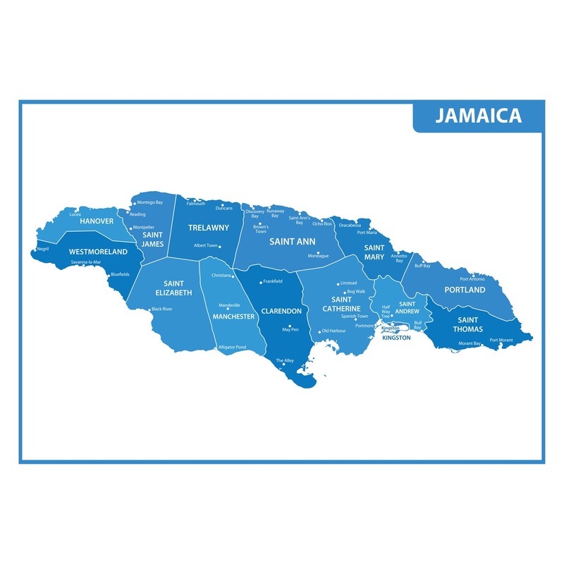 Maps of North America: Jamaica Mural        –   Removable Wall   Adhesive Decal