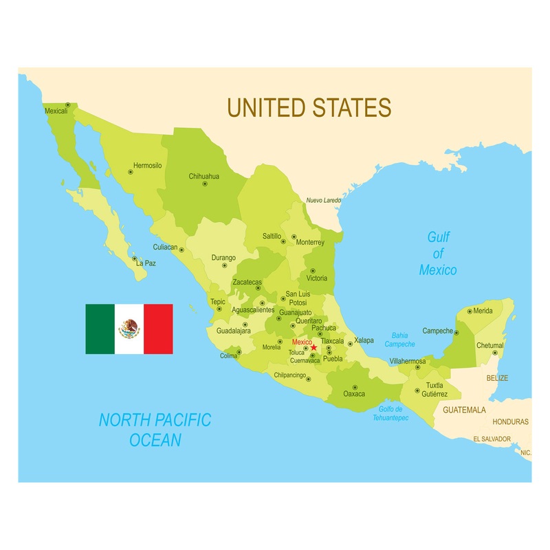 Maps of North America: Mexico Mural        –   Removable Wall   Adhesive Decal
