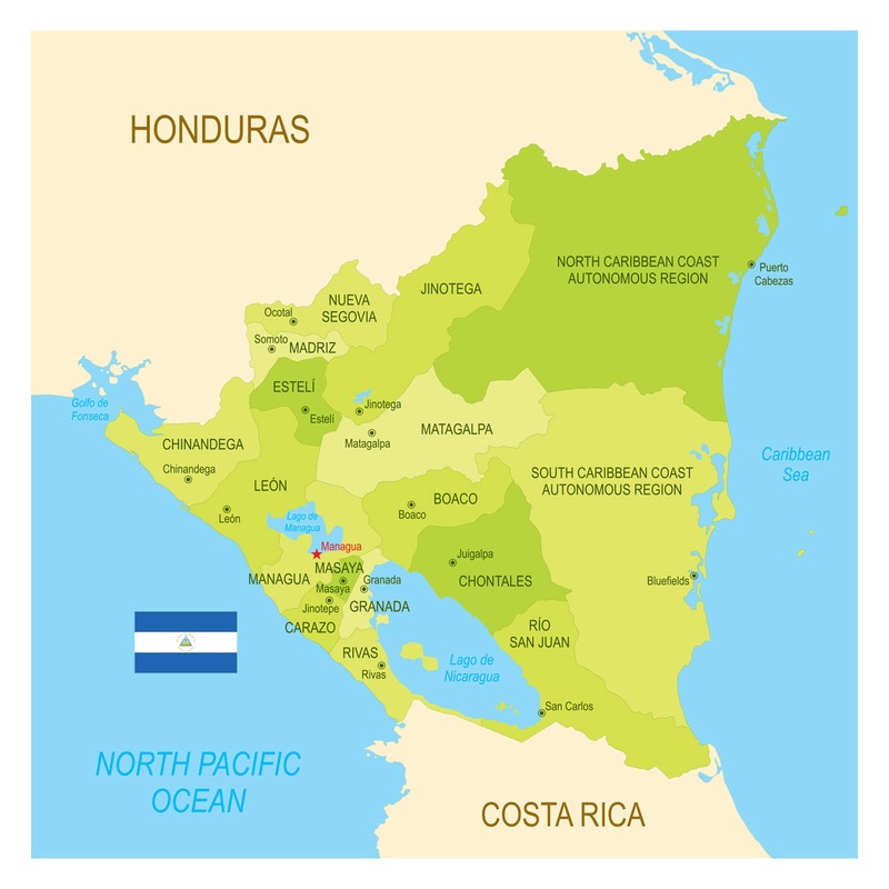 Maps of North America: Nicaragua Mural        –   Removable Wall   Adhesive Decal