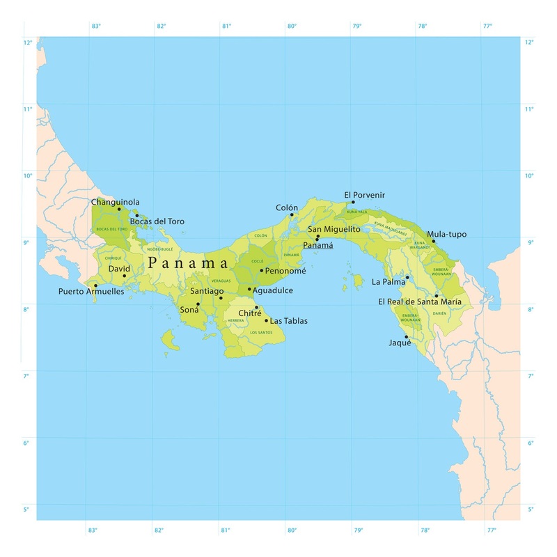 Maps of North America: Panama Mural        –   Removable Wall   Adhesive Decal