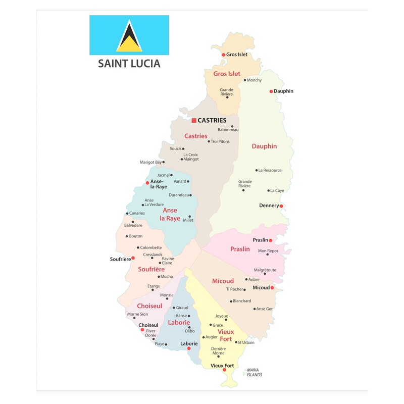 Maps of North America: Saint Lucia Mural        –   Removable Wall   Adhesive Decal