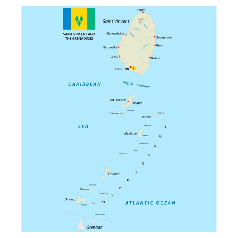 Maps of North America: Saint Vincent and The Grenadines Mural        –   Removable Wall   Adhesive Decal
