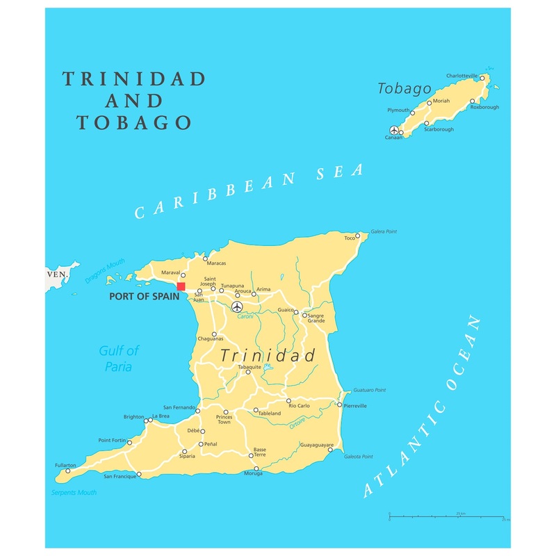 Maps of North America: Trinidad and Tobago Mural        –   Removable Wall   Adhesive Decal