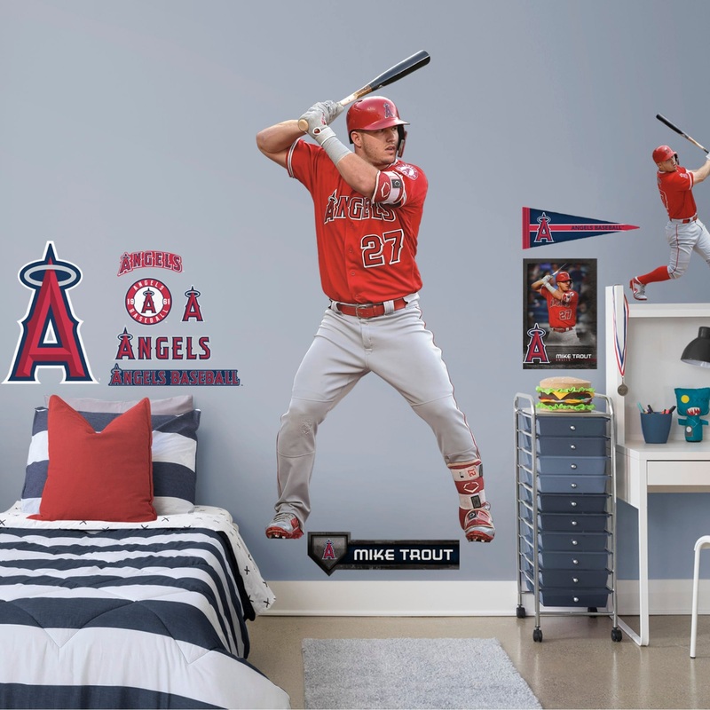Mike Trout – RealBig At Bat Collection – Official MLB – Los Angeles Angels – Reusable Vinyl Wall Decals