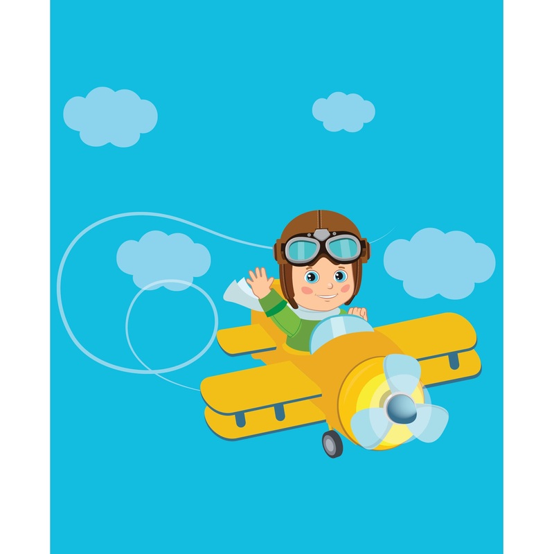 Nursery: Planes Blue Sky Mural        –   Removable Wall   Adhesive Decal