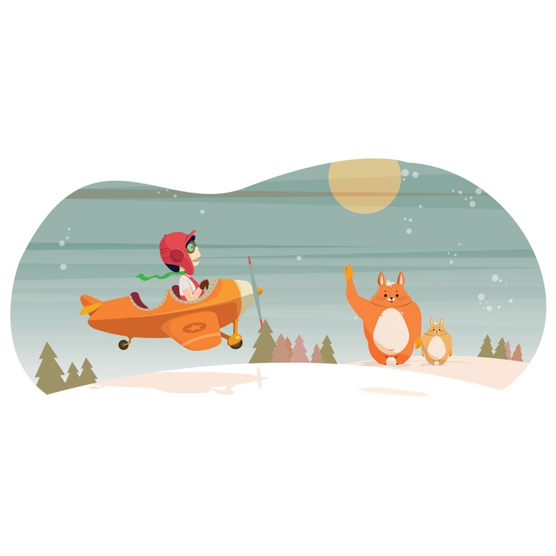 Nursery: Planes Orange Plane Mural        –   Removable Wall   Adhesive Decal