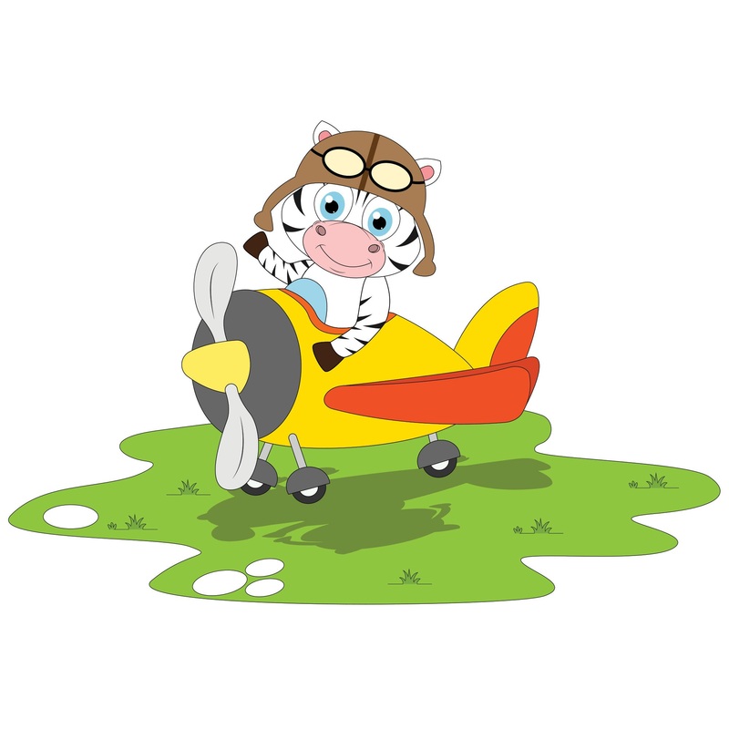 Nursery: Planes Zebra Mural        –   Removable Wall   Adhesive Decal