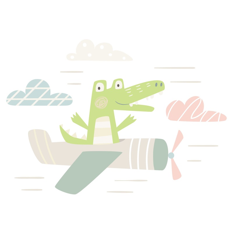 Nursery: Planes Zen Croco Mural        –   Removable     Adhesive Decal