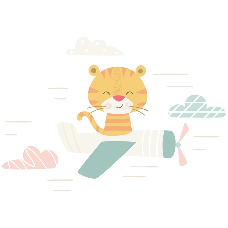 Nursery: Planes Zen Tiger Mural        –   Removable Wall   Adhesive Decal