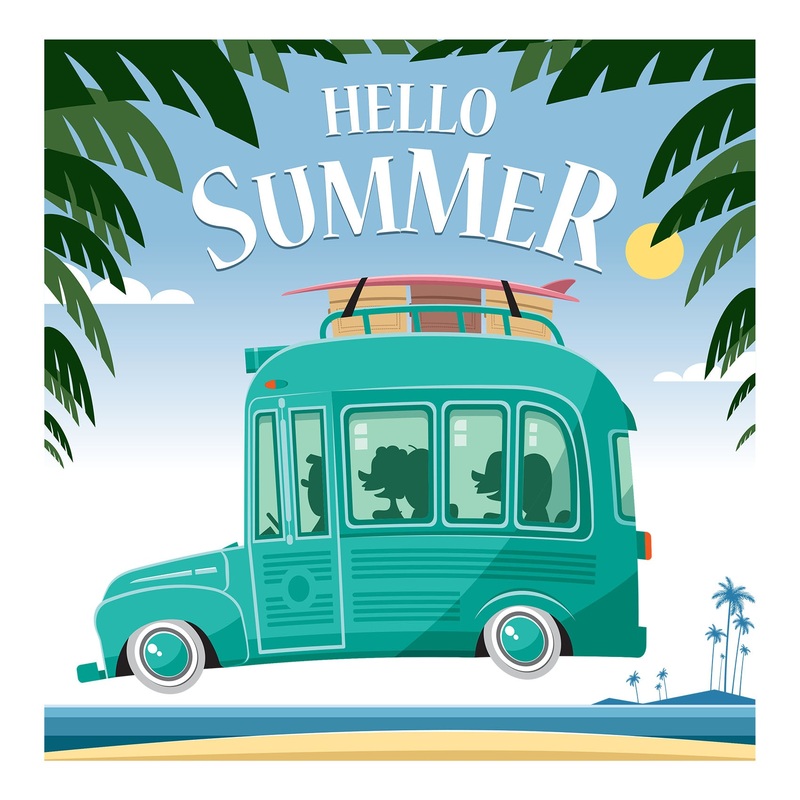 Seasons Decor:  Hello Summer Mural        –   Removable Wall   Adhesive Decal