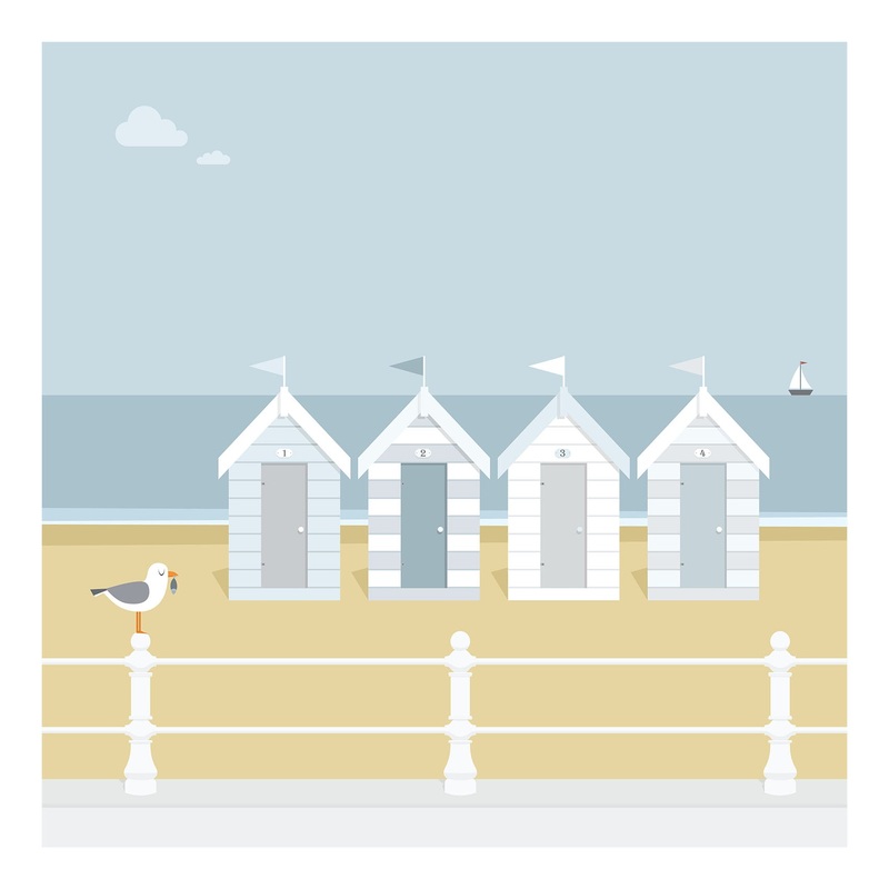 Seasons Decor:  Summer Blue Houses Mural        –   Removable Wall   Adhesive Decal
