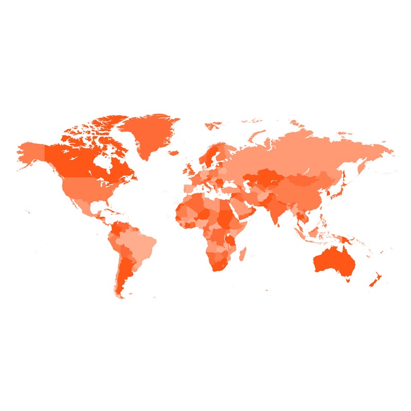 World Maps:  Red Map Mural        –   Removable Wall   Adhesive Decal
