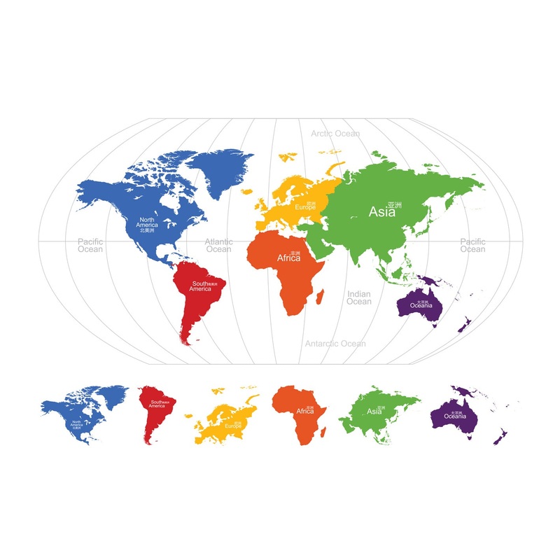 World Maps:  World Map on Globe Mural        –   Removable Wall   Adhesive Decal