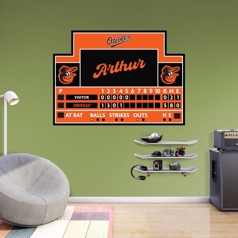 Baltimore Orioles – Scoreboard Graphic – With Personalized Name – Official MLB – Vinyl Transfer Decal