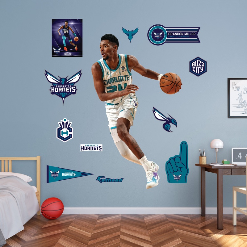 Brandon Miller – RealBig Collection – Official NBA – Charlotte Hornets – Reusable Vinyl Wall Decals