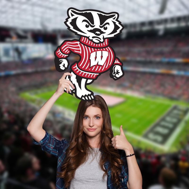 Bucky Foamcore Logo – Big Head – Official NCAA – Wisconsin Badgers – Foam Core Cutout