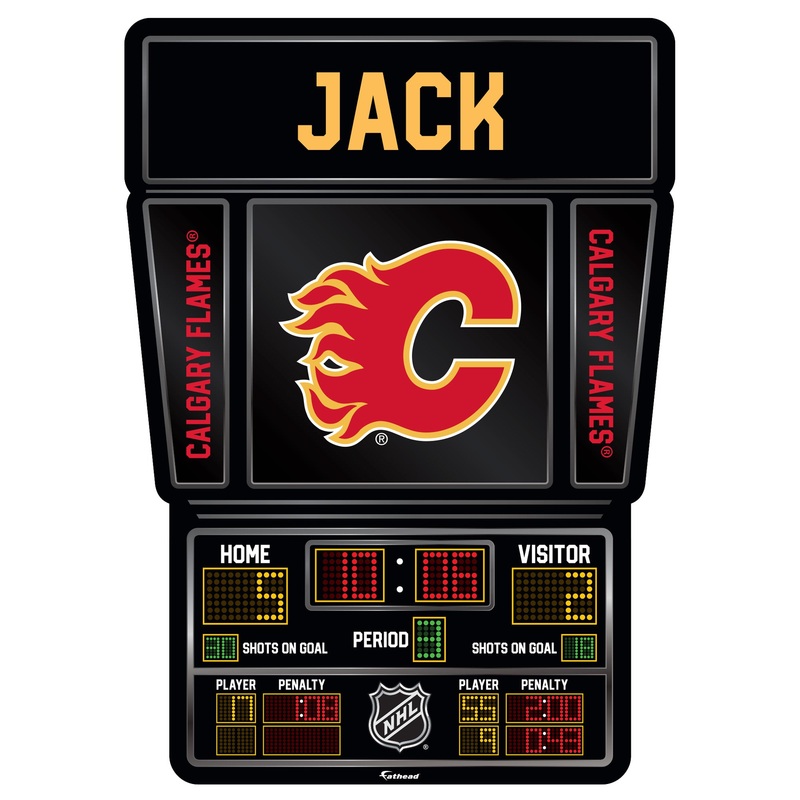 Calgary Flames – Scoreboard Graphic – With Personalized Name – Official NHL – Vinyl Transfer Decal