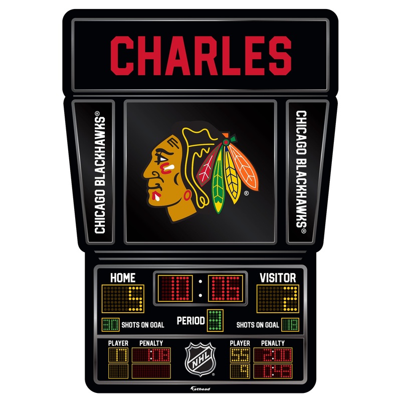 Chicago Blackhawks – Scoreboard Graphic – With Personalized Name – Official NHL – Vinyl Transfer Decal
