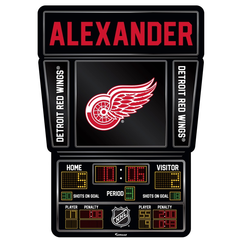 Detroit Red Wings – Scoreboard Graphic – With Personalized Name – Official NHL – Vinyl Transfer Decal