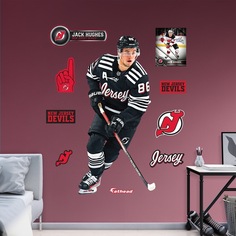 Jack Hughes – RealBig Alternate Collection – Official NHL – New Jersey Devils – Reusable Vinyl Wall Decals