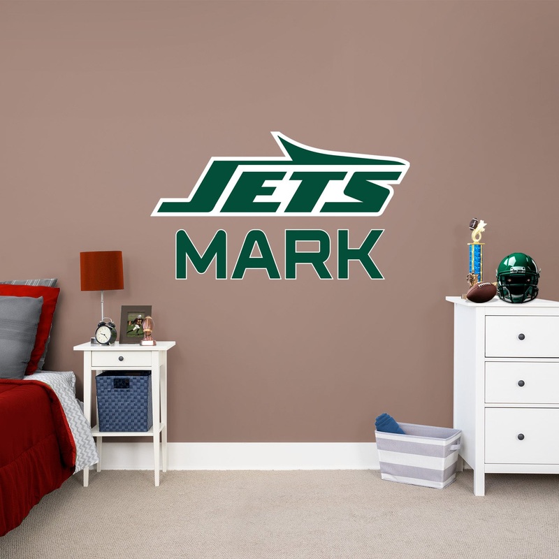 New York Jets – Stacked Logo – With Personalized Name – Green Text – Official NFL – Reusable Vinyl Transfer Decal