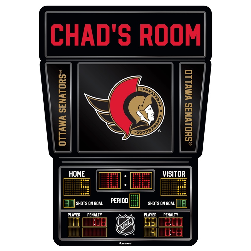 Ottawa Senators – Scoreboard Graphic – With Personalized Name – Official NHL – Vinyl Transfer Decal