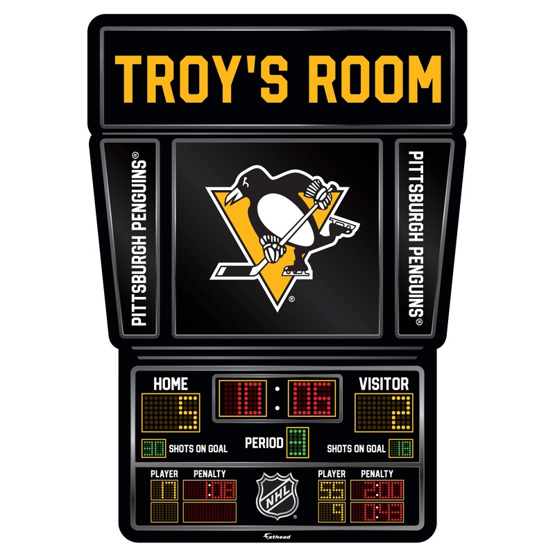 Pittsburgh Penguins – Scoreboard Graphic – With Personalized Name – Official NHL – Vinyl Transfer Decal