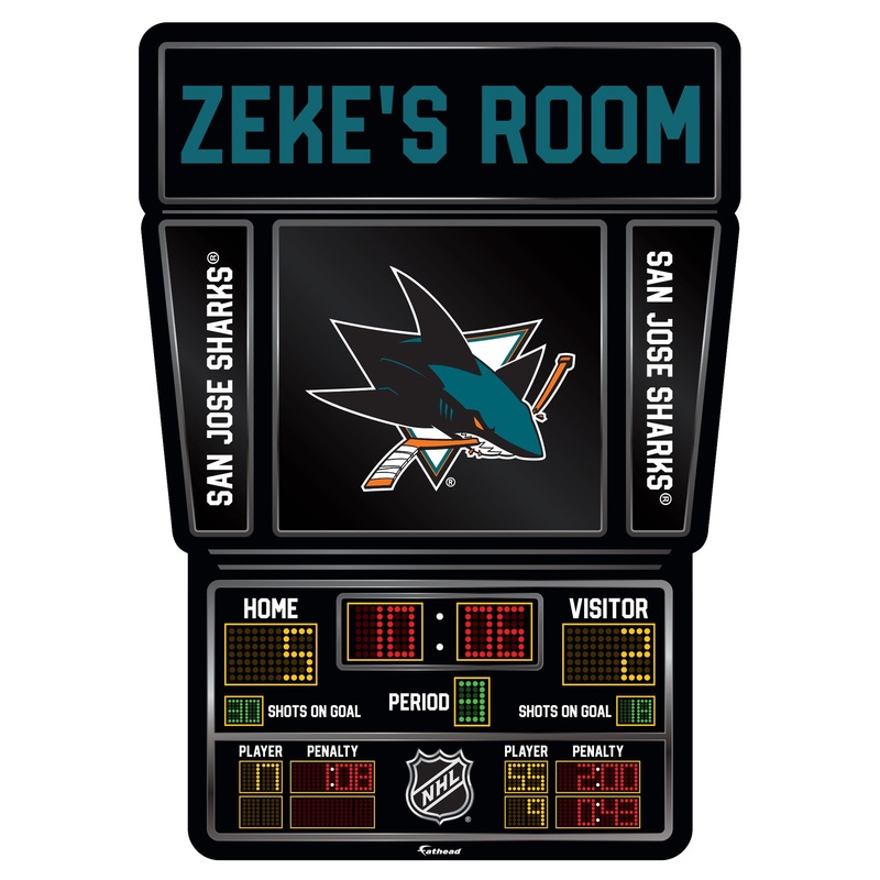 San Jose Sharks – Scoreboard Graphic – With Personalized Name – Official NHL – Vinyl Transfer Decal