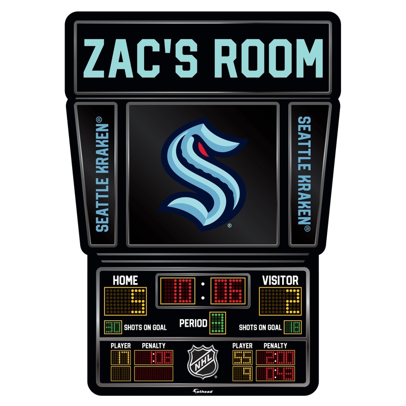 Seattle Kraken – Scoreboard Graphic – With Personalized Name – Official NHL – Vinyl Transfer Decal
