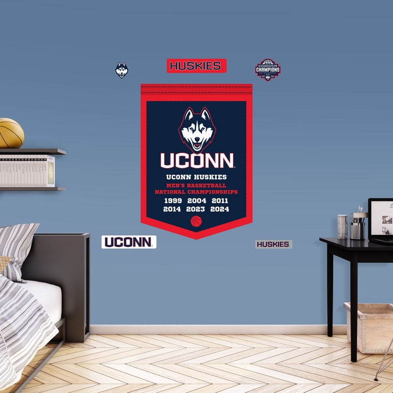 UConn Huskies – RealBig Basketball Championships Banner Collection – Official NCAA – Reusable Vinyl Wall Decals