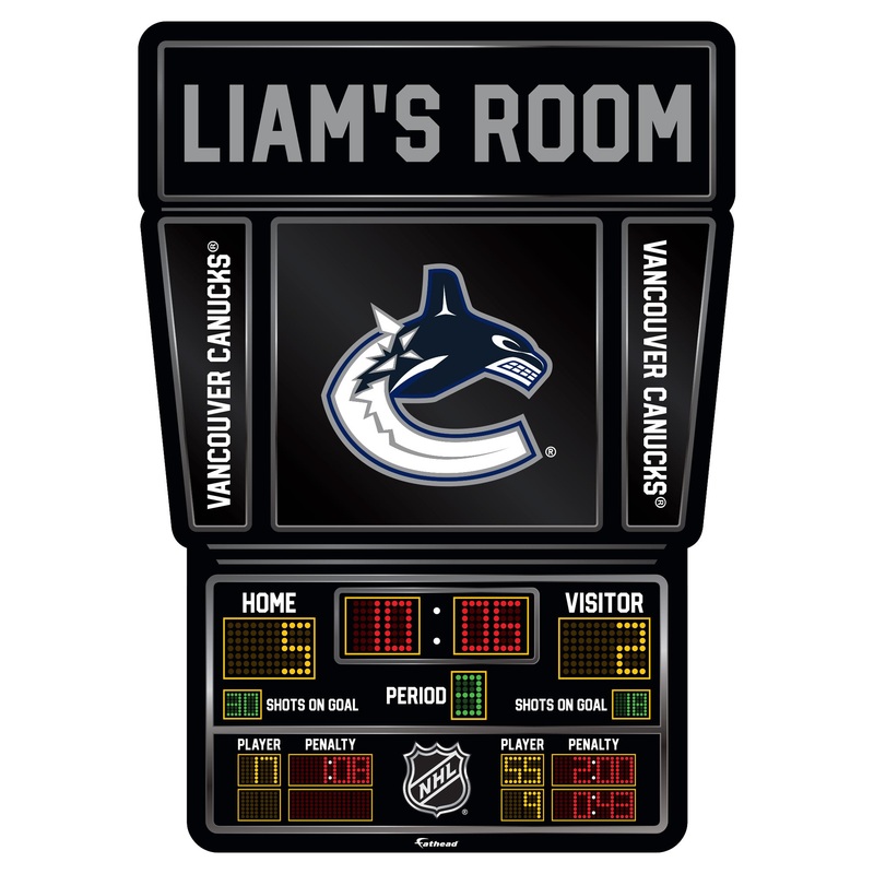 Vancouver Canucks – Scoreboard Graphic – With Personalized Name – Official NHL – Vinyl Transfer Decal