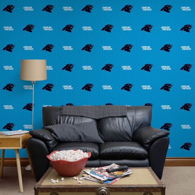 Carolina Panthers (Blue) – Logo Pattern – Peel & Stick Wallpaper – Official NFL – Reusable Vinyl Wall Decals