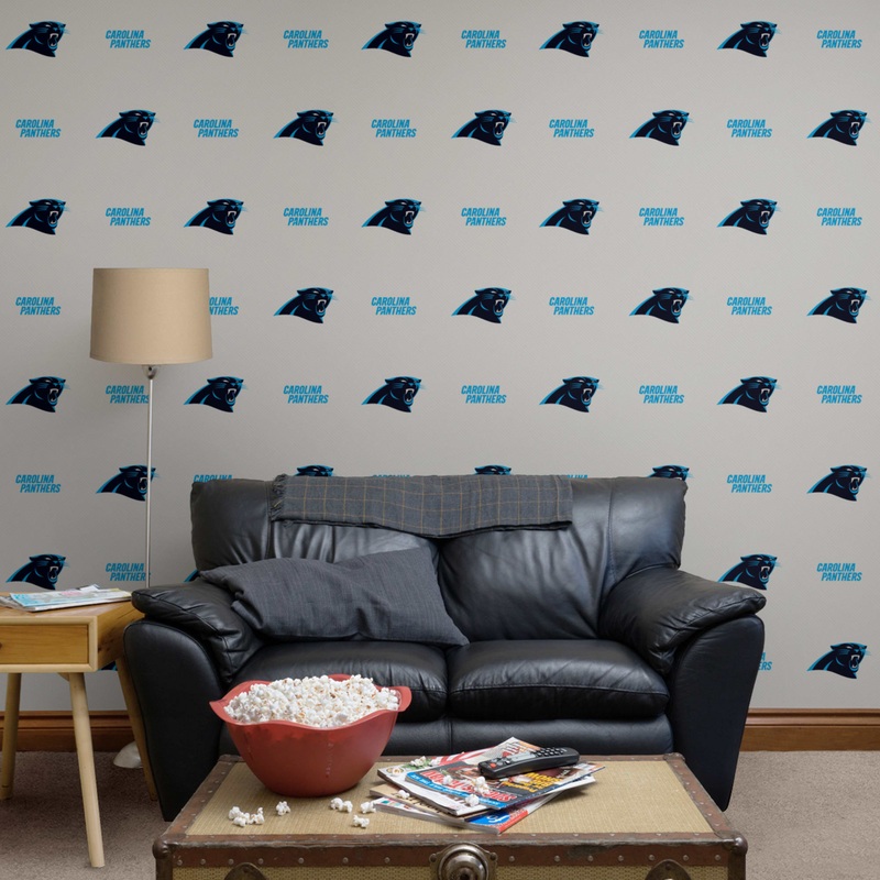 Carolina Panthers (Gray) – Line Pattern – Peel & Stick Wallpaper – Official NFL – Reusable Vinyl Wall Decals