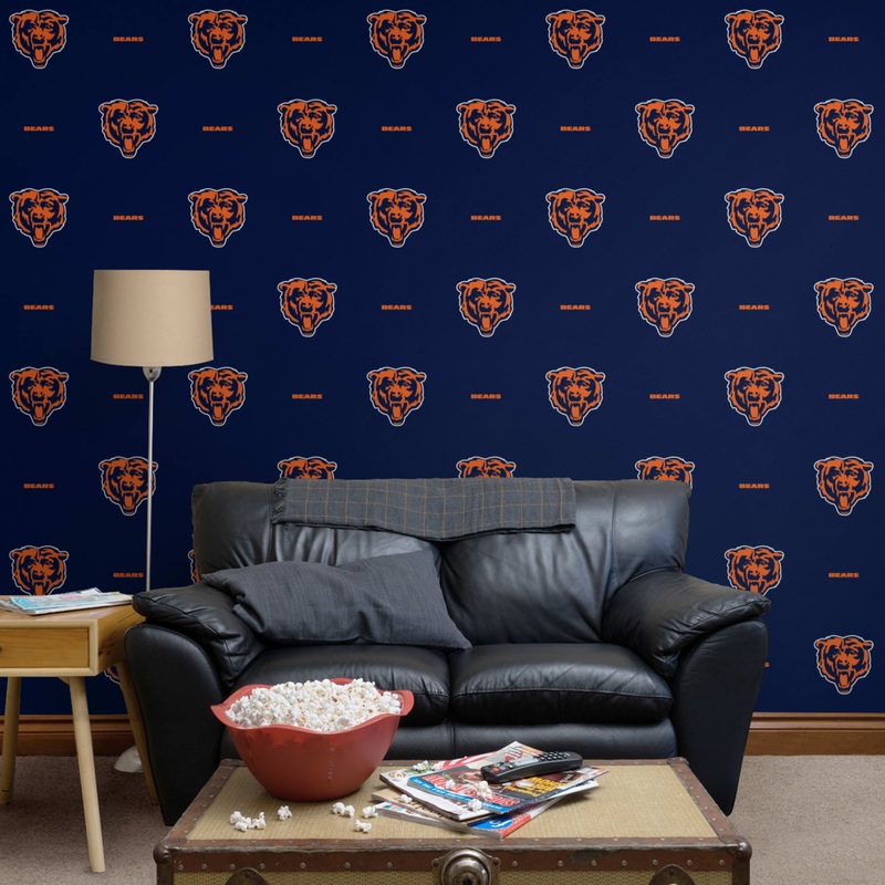 Chicago Bears (Blue) – Line Pattern – Peel & Stick Wallpaper – Official NFL – Reusable Vinyl Wall Decals