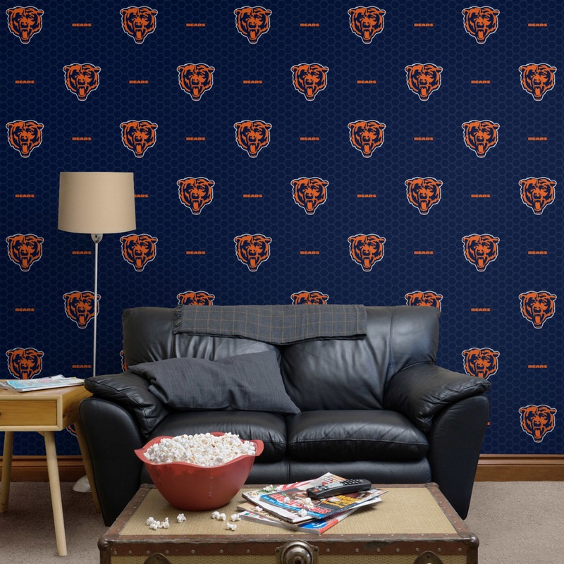 Chicago Bears (Blue) – Logo Pattern – Peel & Stick Wallpaper – Official NFL – Reusable Vinyl Wall Decals